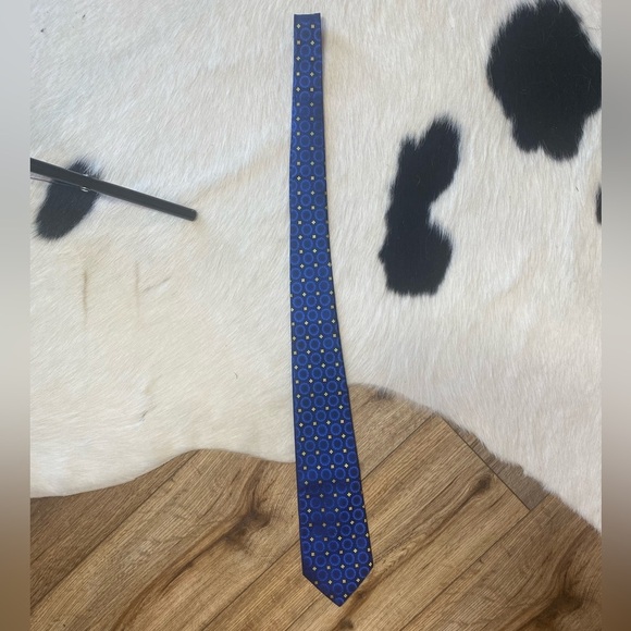 Kailong 100% blue geometric silk tie - Picture 2 of 5
